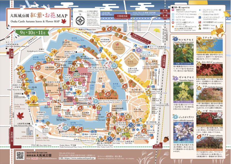 大阪城公園の紅葉見どころマップ