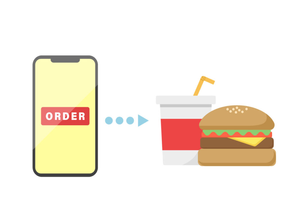 モバイルオーダーでハンバーガーを注文する画像